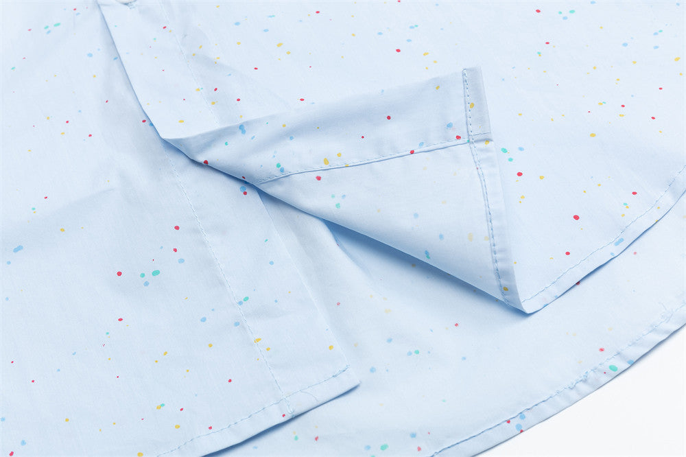 DAXUEN Light blue short-sleeve button-up shirt with speckles