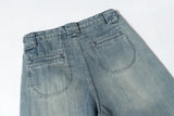 DAXUEN Light wash wide-leg denim culottes
