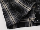 DAXUEN Short-sleeve plaid shirt with sequin embroidery