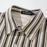 DAXUEN Cream vertical stripe short-sleeved button-up shirt