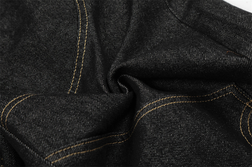 DAXUEN Wide-leg denim shorts with embroidery and contrasting stitching