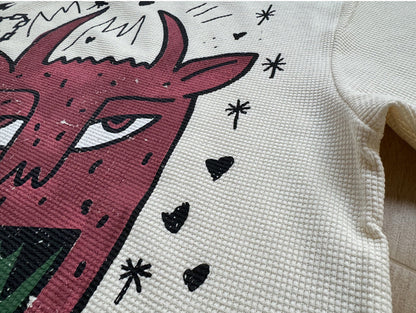 DAXUEN Oversized short-sleeved waffle knit t-shirt with graphic print