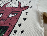 DAXUEN Oversized short-sleeved waffle knit t-shirt with graphic print