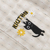 DAXUEN Short-sleeved plaid shirt with cat embroidery