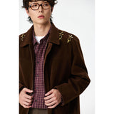DAXUEN dark brown corduroy jacket with gold hooks
