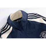 DAXUEN navy color block embroidered crest track jacket