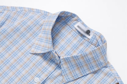 DAXUEN Poodle appliqué plaid button-up shirt