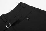 DAXUEN Black wide-leg cropped trousers with pleats and studs