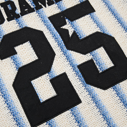 DAXUEN Short-sleeved loose-fitting V-neck top with stripes and graphics