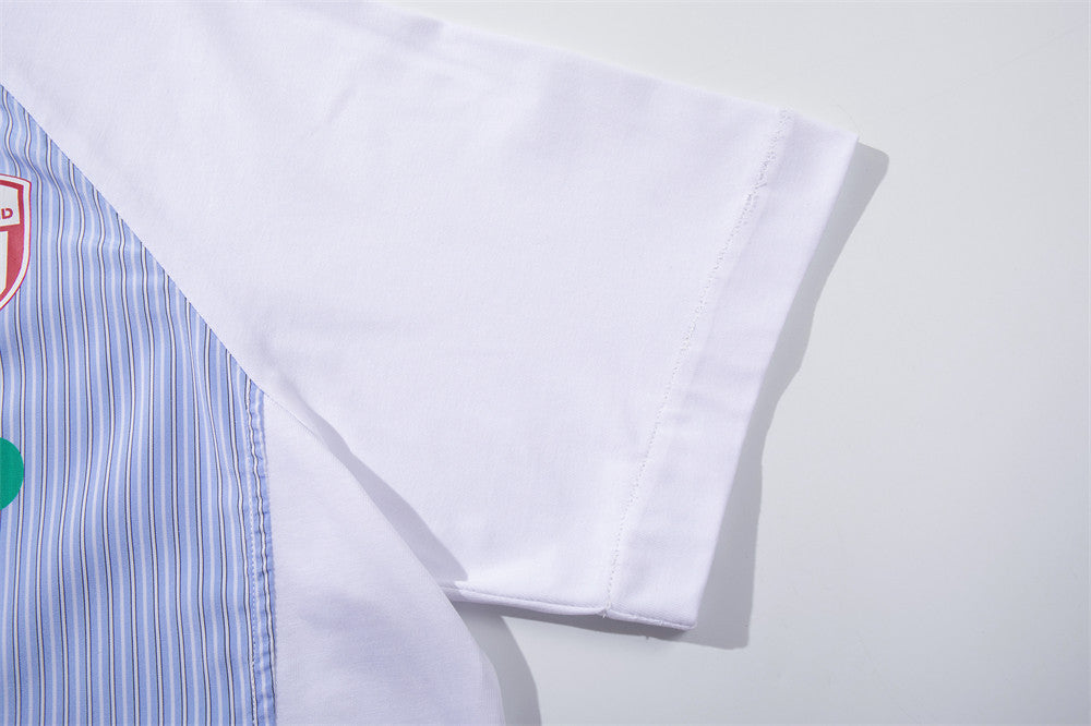 DAXUEN Color-blocked short-sleeved button-up shirt with graphic prints