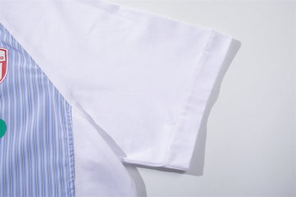 DAXUEN Color-blocked short-sleeved button-up shirt with graphic prints