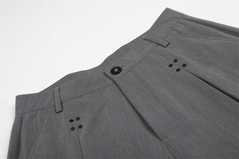 DAXUEN Cropped wide-leg trousers in medium-grey with decorative studs