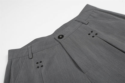 DAXUEN Cropped wide-leg trousers in medium-grey with decorative studs