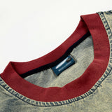 DAXUEN Faded denim short-sleeve T-shirt with graphic letters