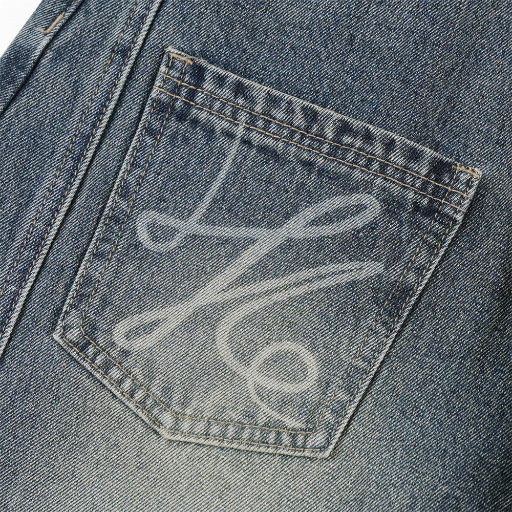 DAXUEN Loose-fitting wide-leg denim jeans with embroidered pockets