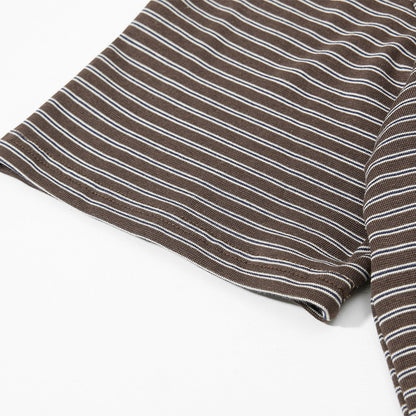 DAXUEN Retro striped mock neck short-sleeve t-shirt