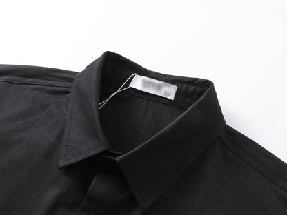 DAXUEN Gothic text button-up shirt in black and white