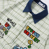 DAXUEN Embroidered plaid shirt with faux tie detail