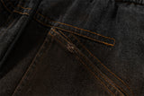 DAXUEN Charcoal grey wide-leg denim shorts with contrast stitching
