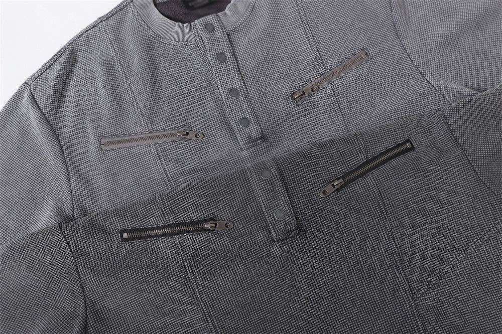 DAXUEN Relaxed oversized short-sleeve top with zippered pockets