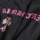 DAXUEN Black wide-leg cargo pants with gothic graphic