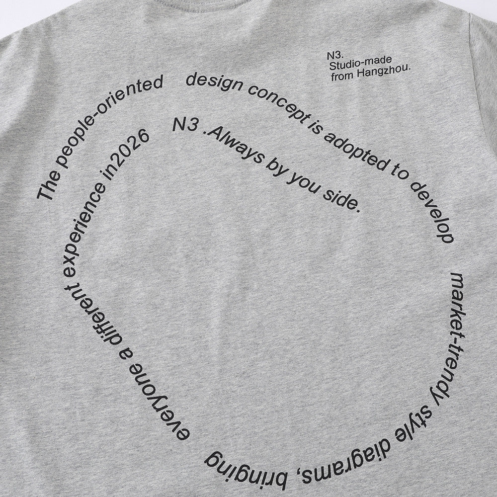 DAXUEN Oversized short-sleeve graphic t-shirt in white and grey