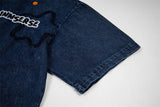 DAXUEN Short-sleeved denim shirt with embroidered graphics