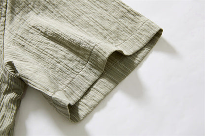 DAXUEN Textured short-sleeved button-up shirt