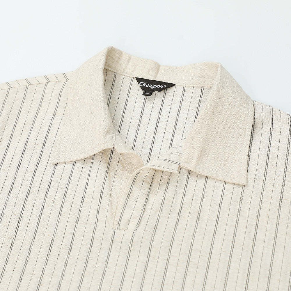 DAXUEN Relaxed-fit short-sleeved polo shirt with stripes