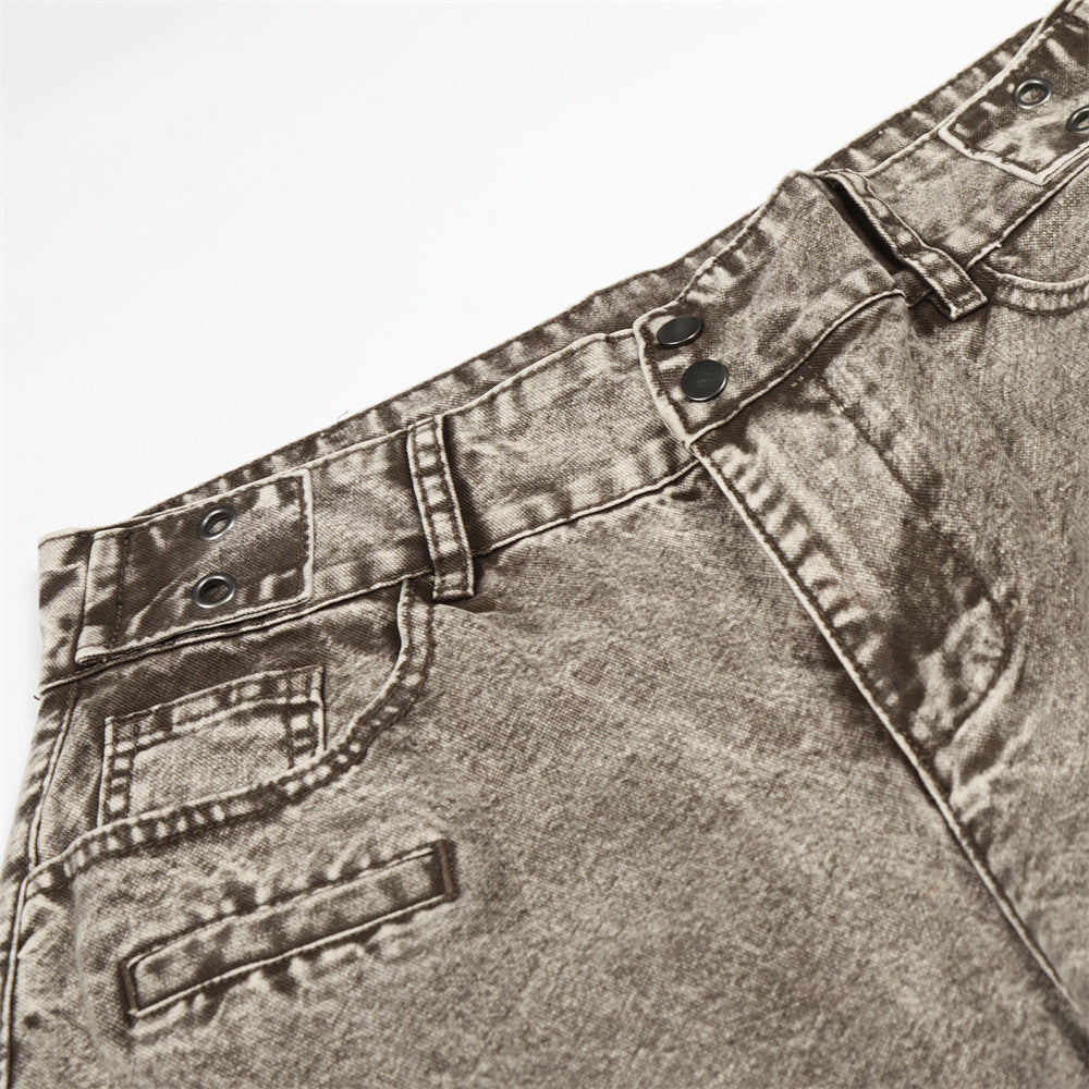 DAXUEN Wide-leg denim jeans with acid wash effect
