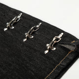 DAXUEN Wide-leg denim pants with slits and contrasting stitching