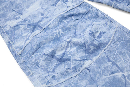 DAXUEN Oversized wide-leg pants with crinkled pattern and embroidery