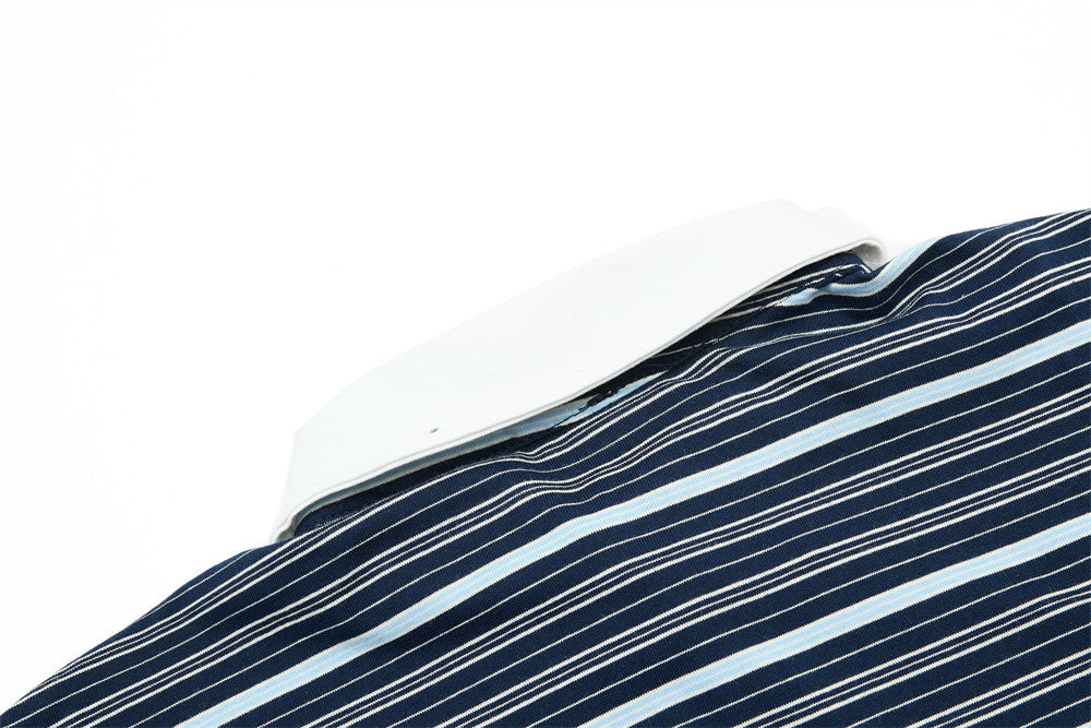 DAXUEN Navy and light blue striped polo shirt