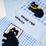 DAXUEN Short-sleeved button-up shirt with cat embroideries