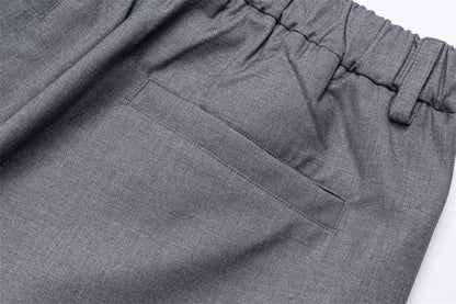 DAXUEN Medium grey wide-leg shorts with pleats and waistband