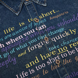 DAXUEN Short-sleeved faded denim shirt with graphic text