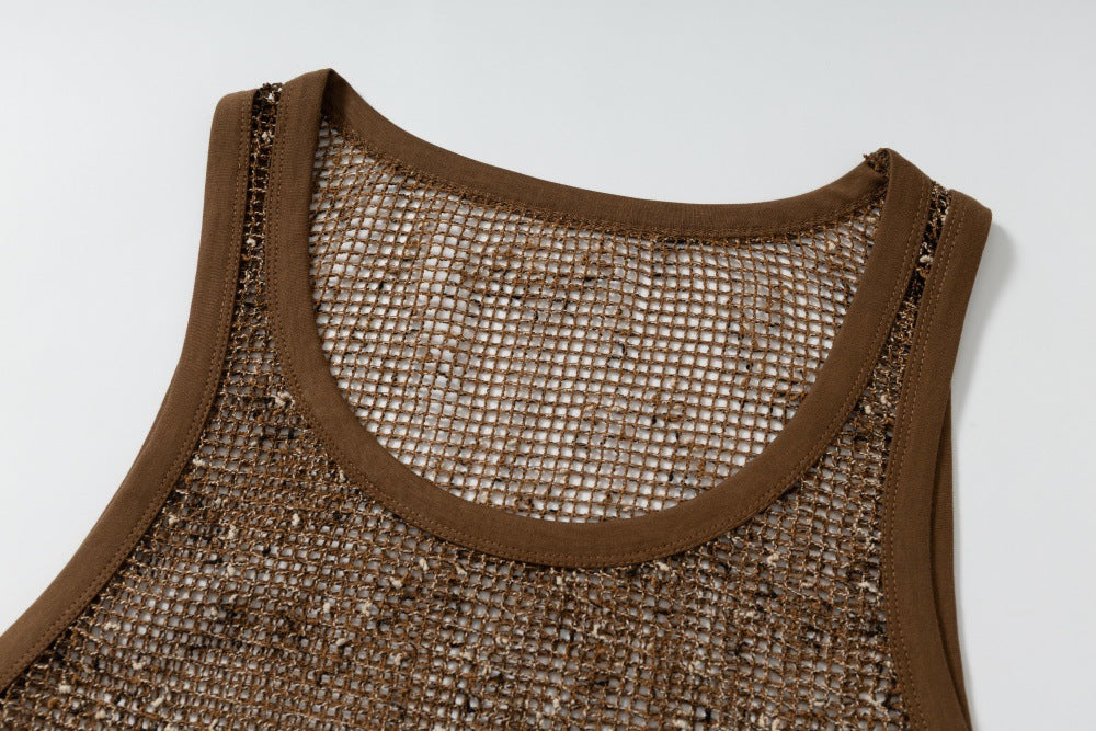 DAXUEN Sheer sleeveless tank top in mesh fabric