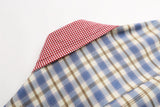 DAXUEN Plaid button-up shirt with cartoon cat patches