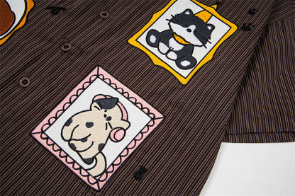 DAXUEN Short-sleeve striped shirt with cartoon patches