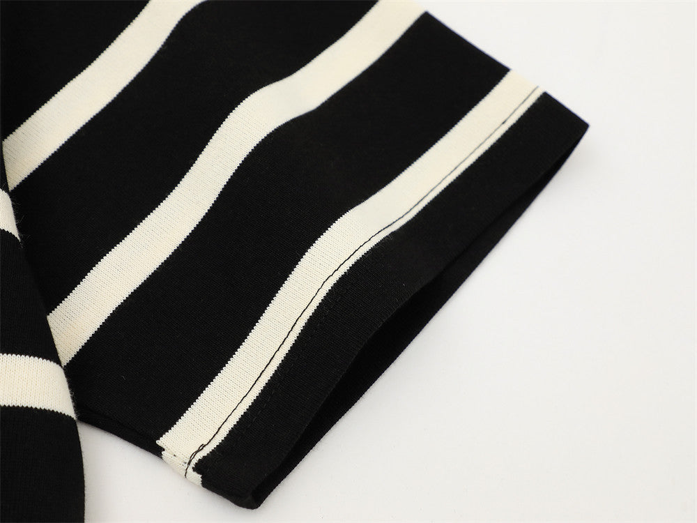 DAXUEN Striped crew neck t-shirt with embroidered text