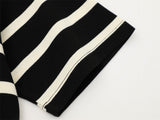 DAXUEN Striped crew neck t-shirt with embroidered text