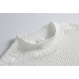 DAXUEN Men's short-sleeved mock neck top with crinkled texture