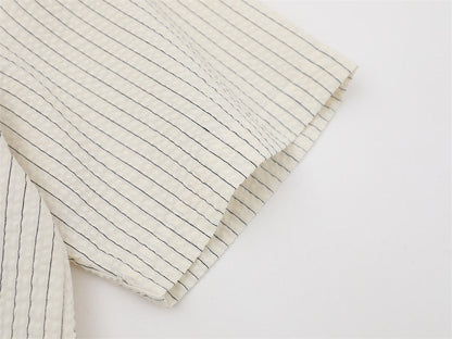 DAXUEN Short-sleeved button-up shirt with pinstripes and embroidery