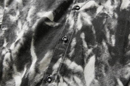 DAXUEN Distressed tie-dye short-sleeved button-up shirt
