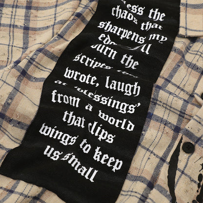 DAXUEN Short-sleeved plaid button-up shirt with graphic elements