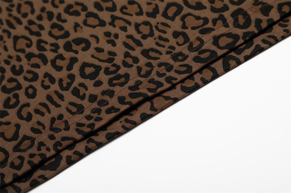 DAXUEN Leopard print short-sleeved polo shirt