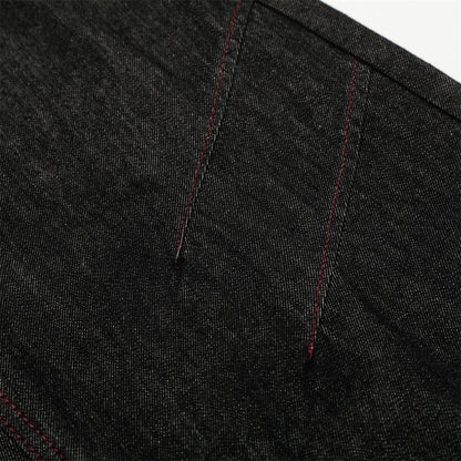 DAXUEN Wide-leg denim trousers with red stitching