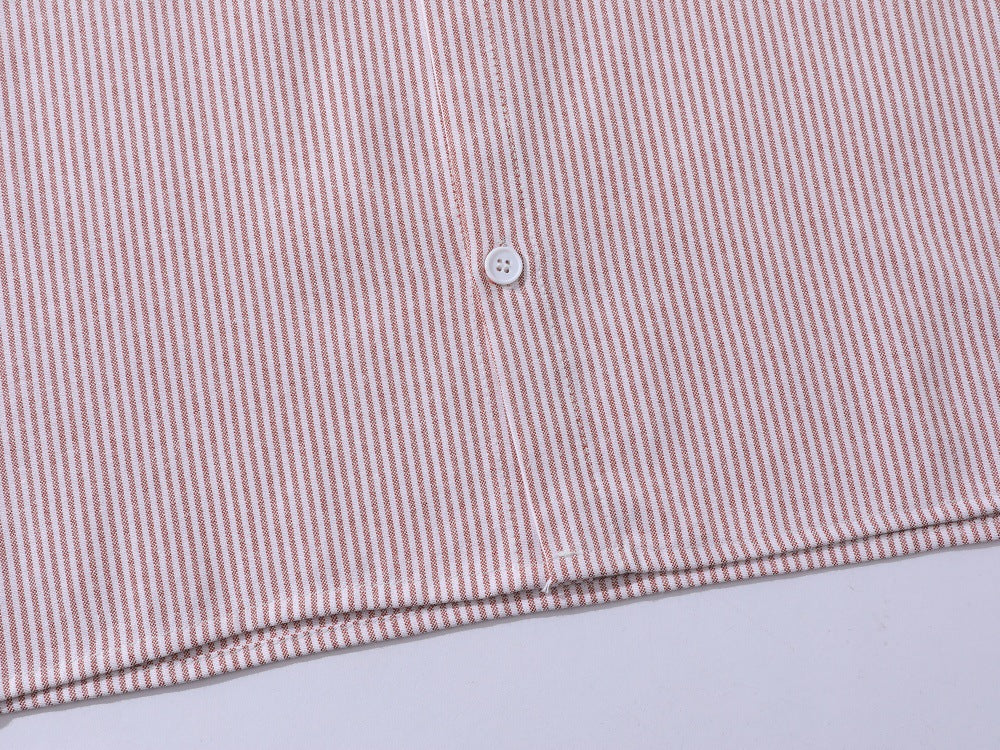 DAXUEN Vertical stripe short sleeve shirt with embroidery