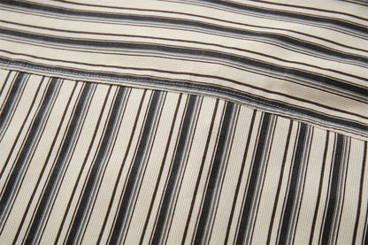 DAXUEN Cream vertical stripe short-sleeved button-up shirt