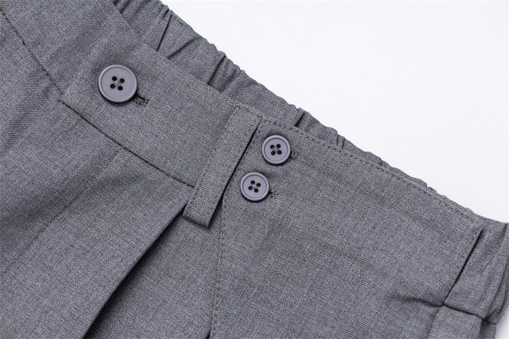 DAXUEN Medium grey wide-leg shorts with pleats and waistband
